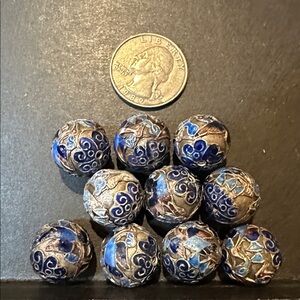 Rare Bundle of Round Enamel Metal Beads